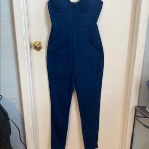 Haute Monde Deep Blue Denim Jumpsuit